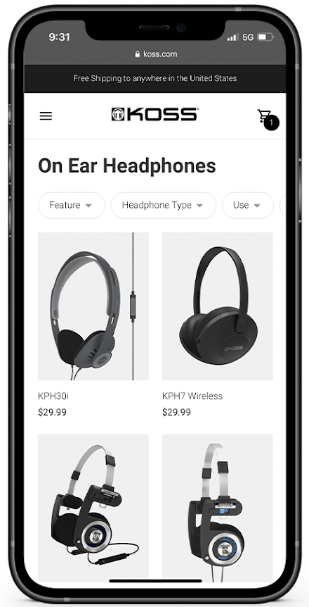 Koss website designed by Kristy Kleist