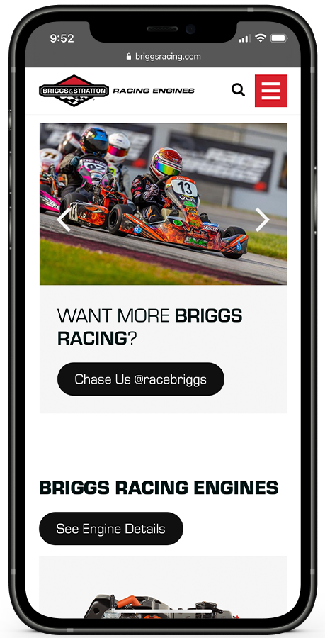 Briggs Racing website designed by Kristy Kleist