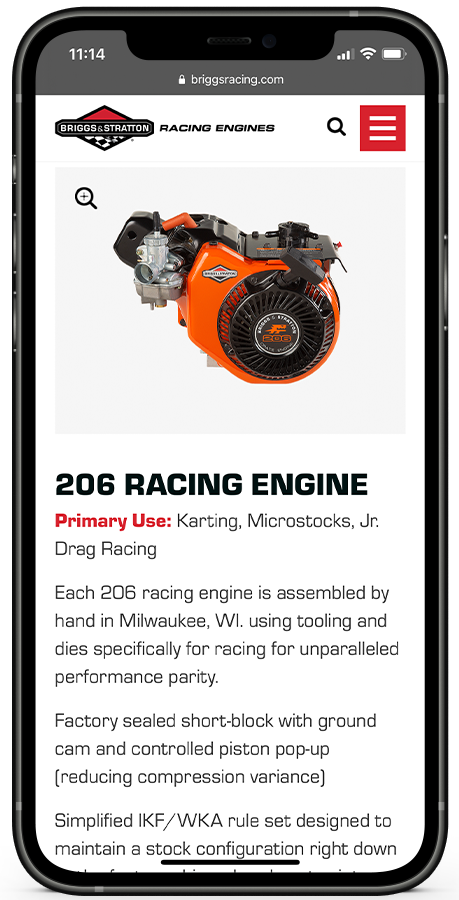 Briggs Racing website designed by Kristy Kleist