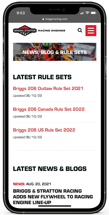 Briggs Racing website designed by Kristy Kleist