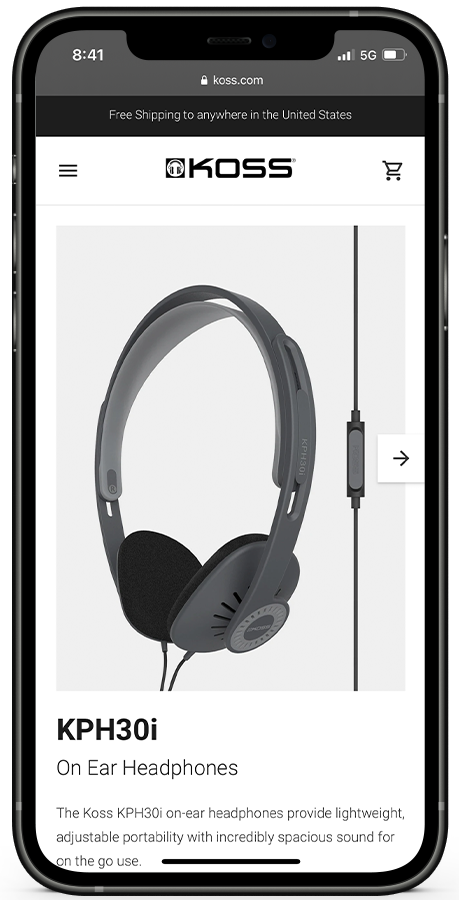 Koss website designed by Kristy Kleist