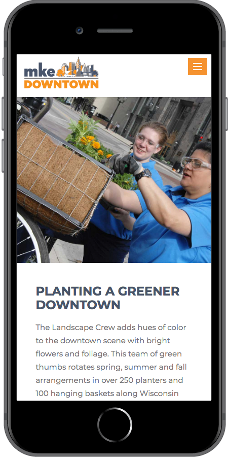 Milwaukee Downtown website designed by Kristy Kleist