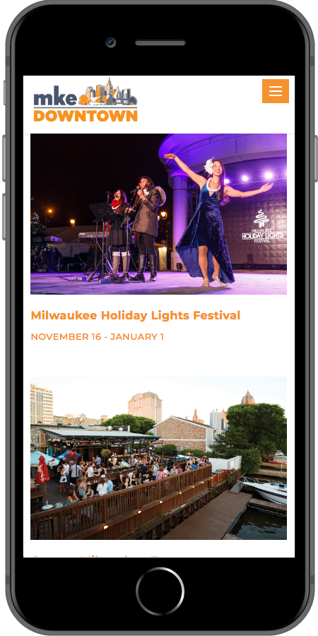 Milwaukee Downtown website designed by Kristy Kleist