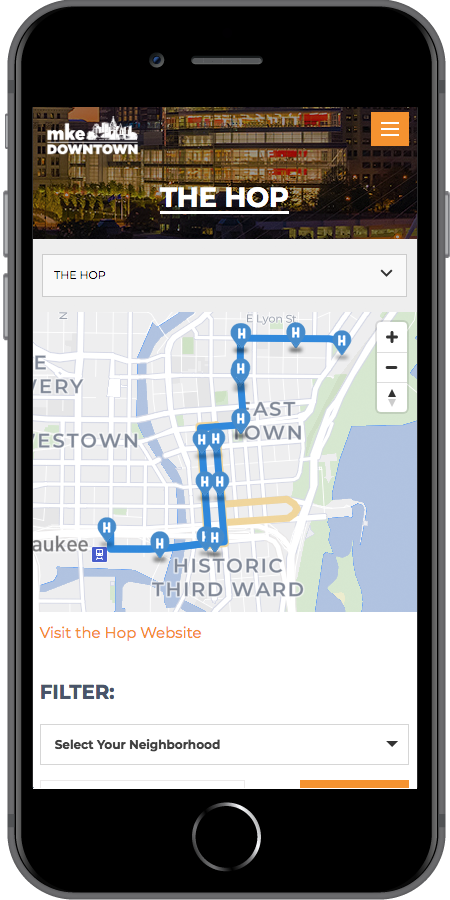 Milwaukee Downtown website designed by Kristy Kleist