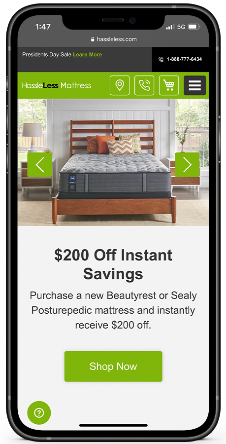 Hassleless Mattress website designed by Kristy Kleist