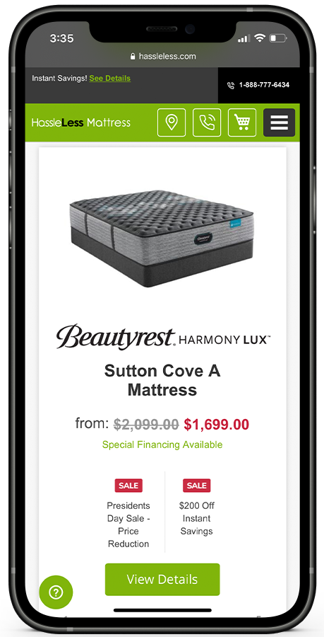 Hassleless Mattress website designed by Kristy Kleist