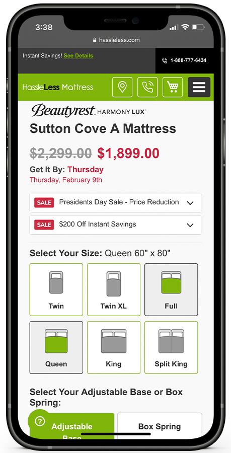 Hassleless Mattress website designed by Kristy Kleist