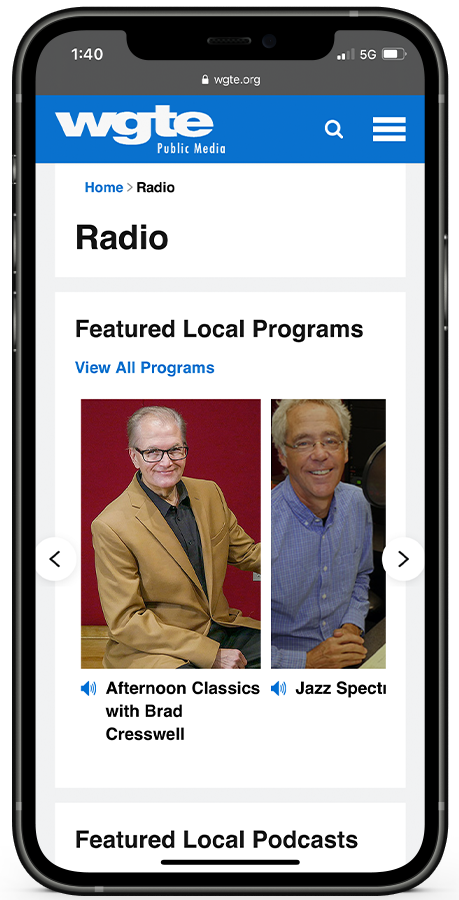 WGTE web design by Kristy Kleist