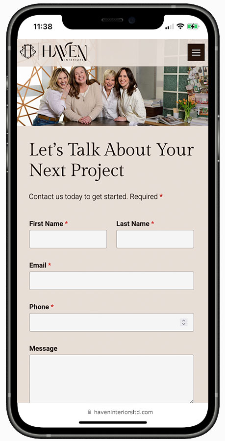 Haven Interiors website designed by Kristy Kleist