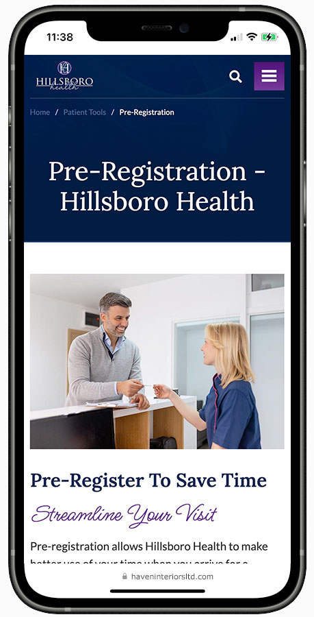 Hillsboro Health website designed by Kristy Kleist
