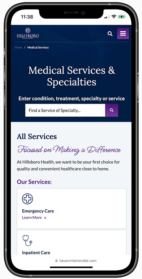 Hillsboro Health website designed by Kristy Kleist