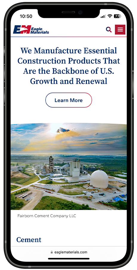 Eagle Materials web design by Kristy Kleist