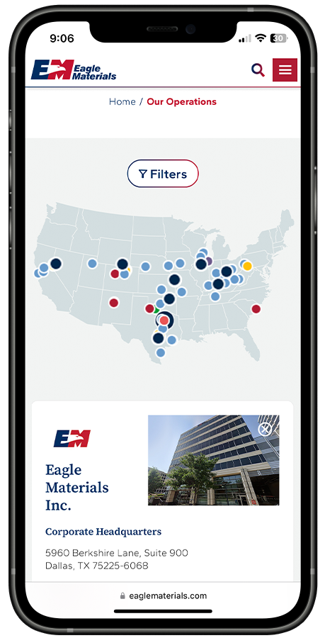 Eagle Materials web design by Kristy Kleist
