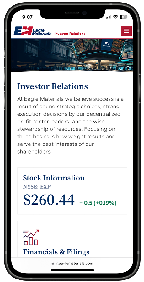 Eagle Materials web design by Kristy Kleist