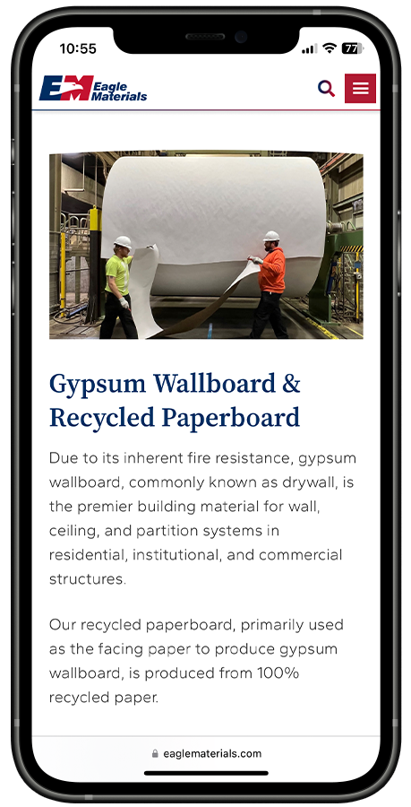 Eagle Materials web design by Kristy Kleist