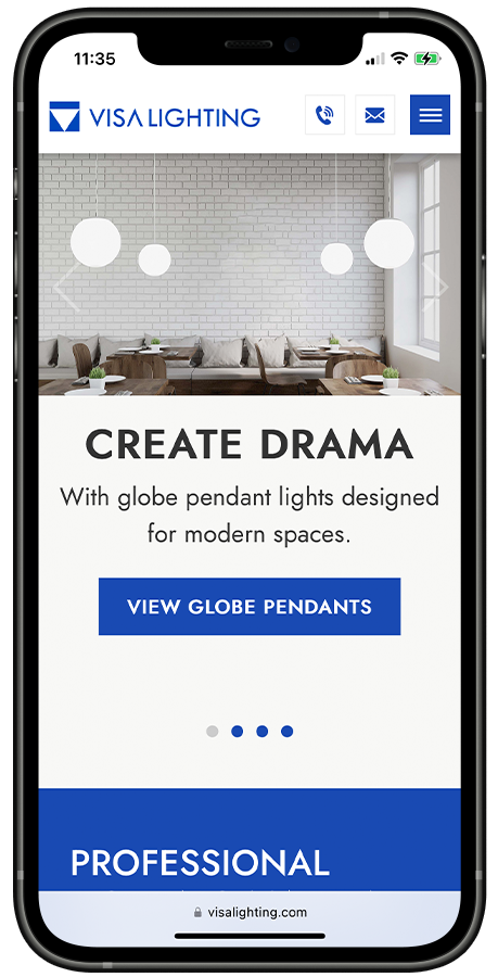Visa lighting website designed by Kristy Kleist