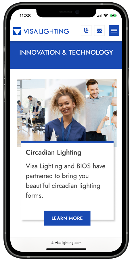 Visa lighting website designed by Kristy Kleist