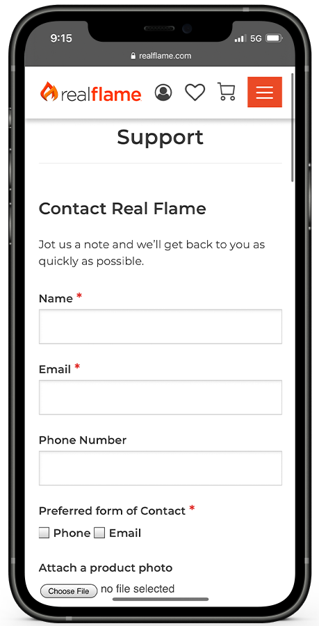 Real Flame website designed by Kristy Kleist