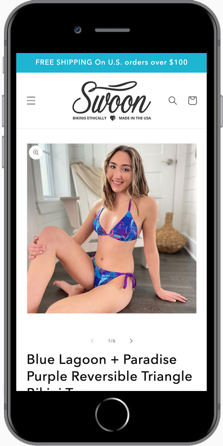 Swoon Swimwear website designed by Kristy Kleist