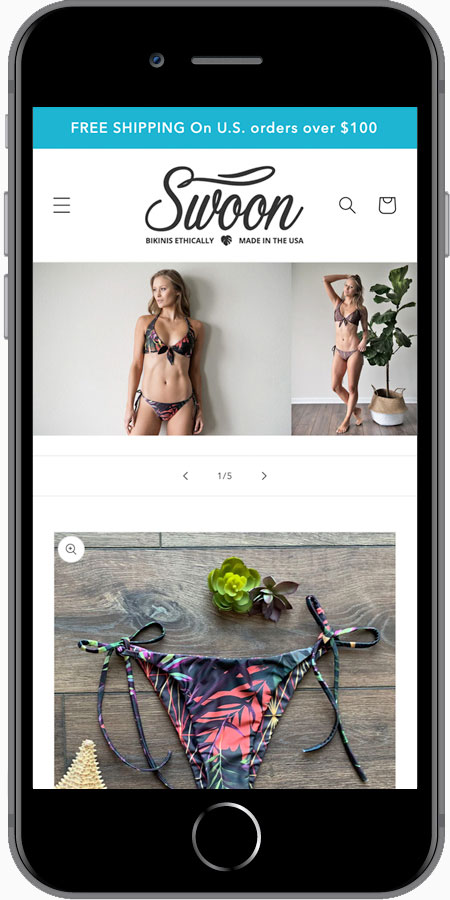 Swoon Swimwear website designed by Kristy Kleist